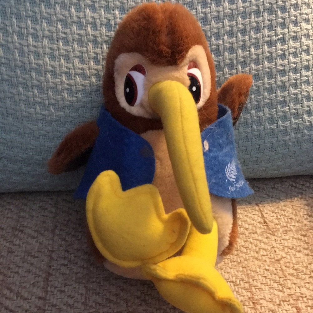 Plush Kiwi Bird Toy with Yellow Beak and Feet